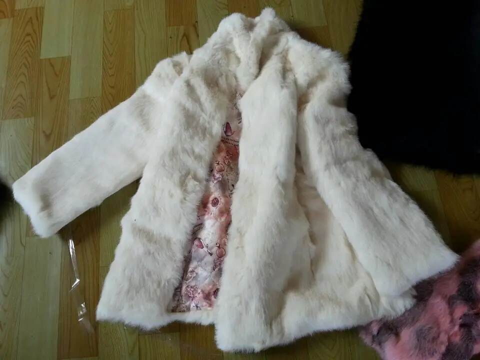 white Пальто из натурального кроличьего меха, Женская куртка из кроличьего меха, длинное пальто из кроличьего меха, зимняя верхняя одежда, большие размеры, F679 - Цвет: white