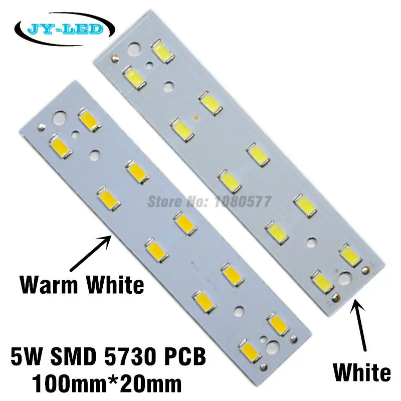 10 шт./лот 5 Вт LED PCB SMD 5730 белый/теплый белый прямоугольник алюминиевая пластина