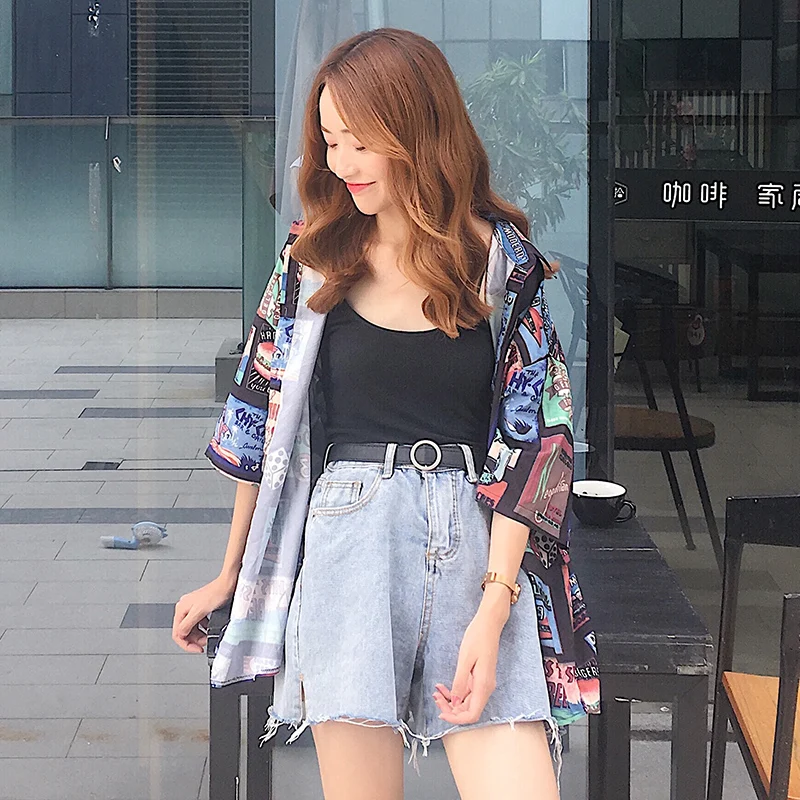 

Shirts Women All-match Simple Printed Hip Hop Harajuku Korean Style High Quality Summer Students European Style Womens Trendy