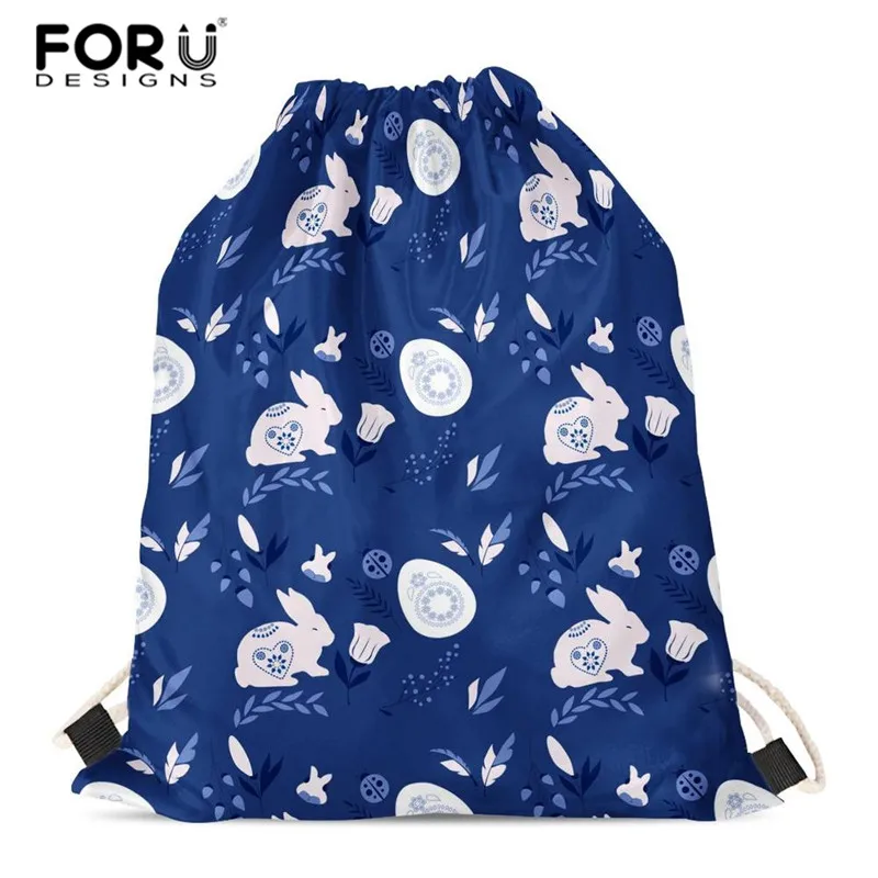 

FORUDESIGNS Fashion Drawstring Bag 3D Printing Rabbit Mochila Feminina Drawstring Backpack Women daily Casual Girl's knapsack