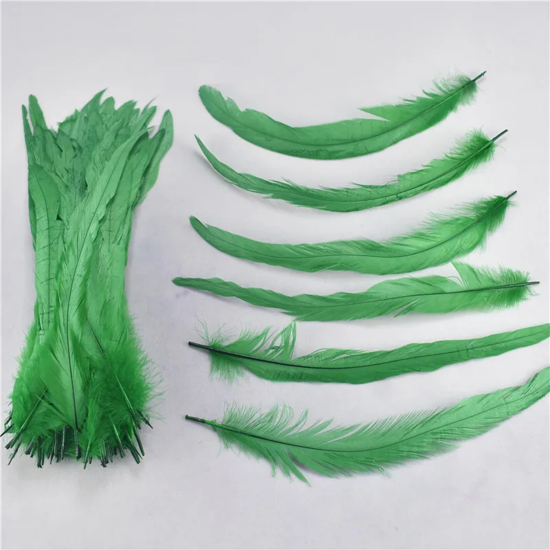 Grass Green 100 шт./партия, 25-30 см/10-12 дюймов, крашеные Куриные перья для хвоста петуха, DIY Перья, свадебные украшения своими руками, аксессуары - Цвет: Grass Green