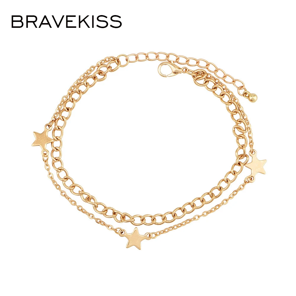 BRAVEKISS многослойный браслет на лодыжку звезда Бохо ножной для женщин пляжные