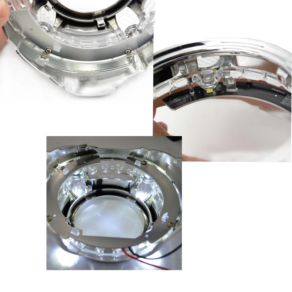 2 шт. 3,0 дюймов проектор Объектив кожухи led день бег ангельские глазки белый цвет желтый hid ксенон комплект фар LHD RHD изменить