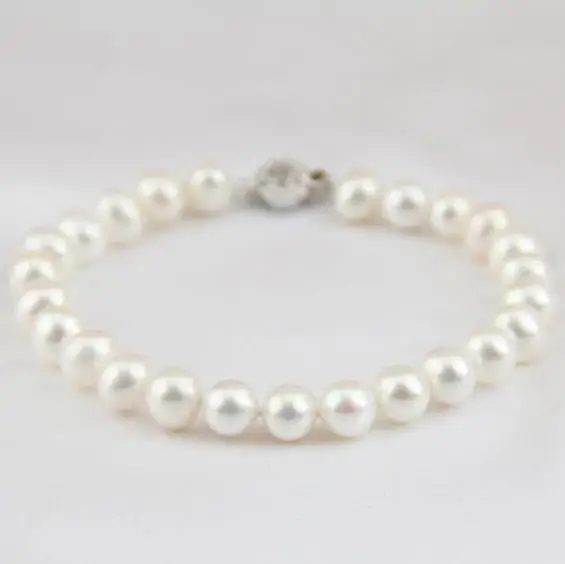 

100% Real Freshwater Pearl Jewellery AA 7-8MM White Color Round Single Strand Bracelet 7.5inches Bridesmaids Bracelet