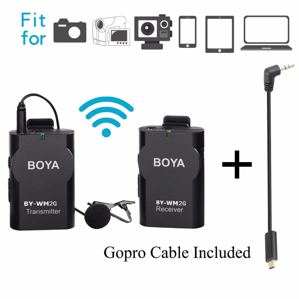 Беспроводной микрофон BOYA с кабелем GoPro конвертер для подкастинга IOS смартфона iPad