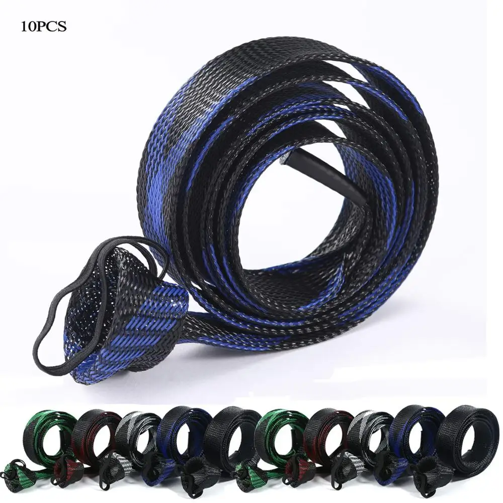 ZHENDUO OUTDOOR 10Pcs Fishing Rod Sleeve Rod Socks 67’’/74.8’’ Rod Covers Braided Mesh Rod Protector Fishing Tools Accessories