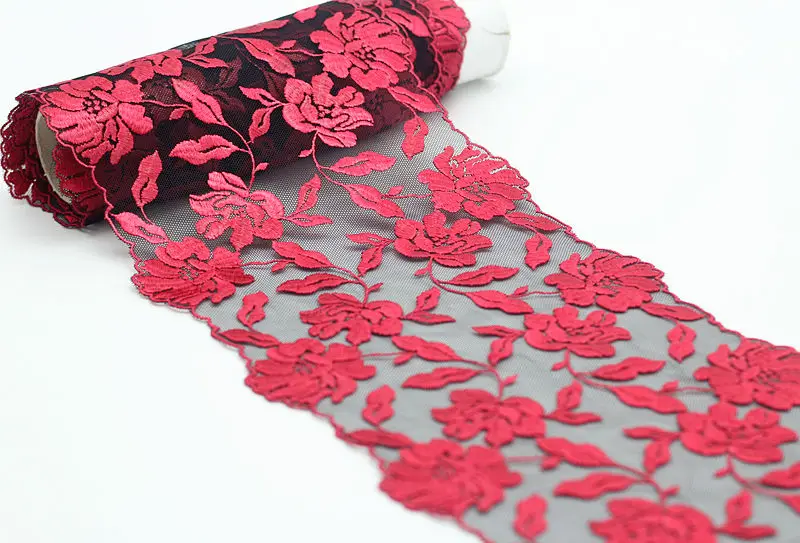 MLAEY 2 ярда красная вышитая Цветочная кружевная отделка высокое качество ткань