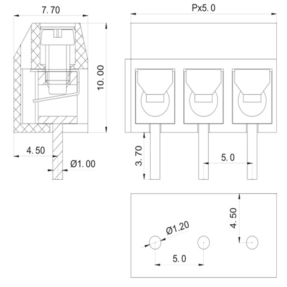 Оригинальный 300 шт. клеммы KF301-2P PCB терминал/KF301-3P KF301-5.0-2P KF301 5 08 мм разъем винта |