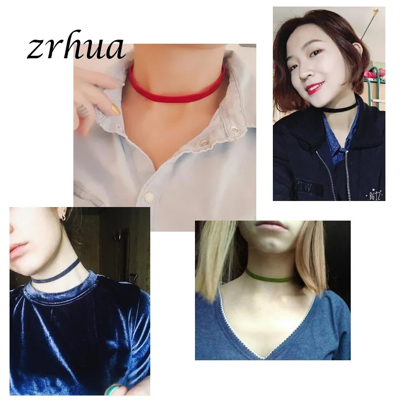 ZRHUA новинка 12 шт. черные бархатные ожерелья Чокеры для женской красочной розовой