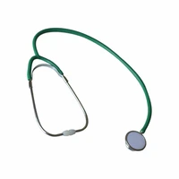 dual head clinical doctor stethoscope medical aluminum echoscope with anti cold ring heart rate detector color green
