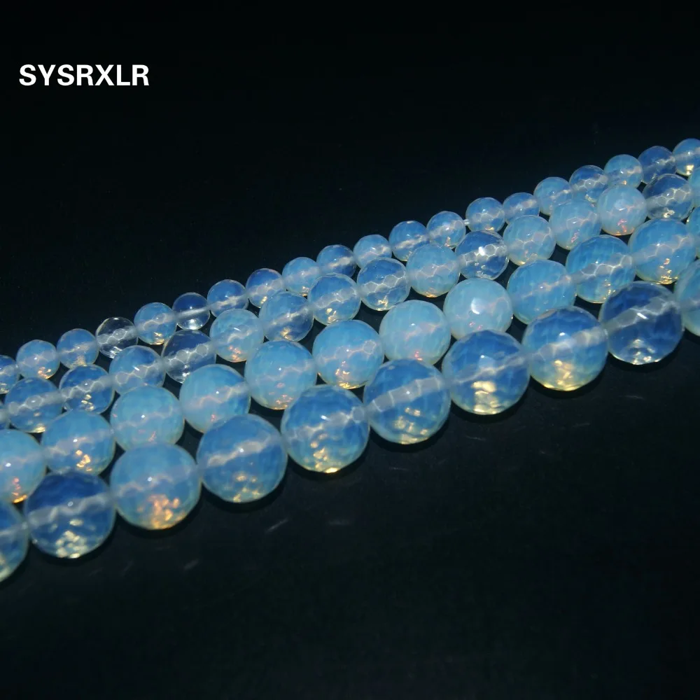 Оптовая продажа яркие круглые бусины из белого опала для изготовления ювелирных