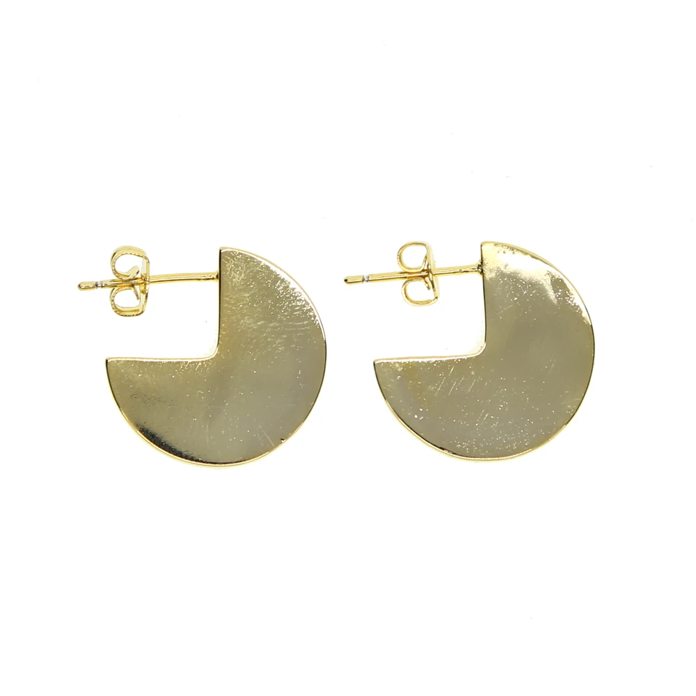 round circle geometric fashion earring women jewelry design gold filled flat simple | Украшения и аксессуары