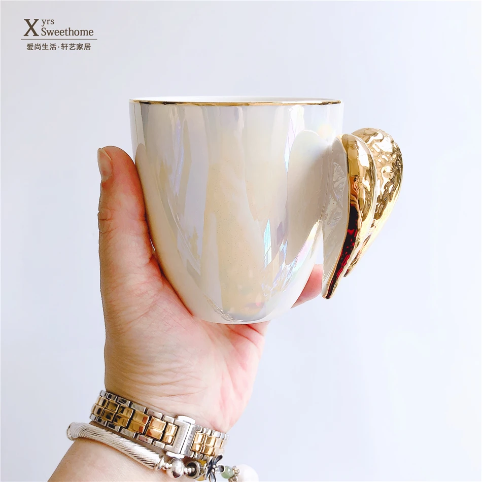Креативные Золотые Крылья Ангела керамические кофейные кружки dazzle Цвет