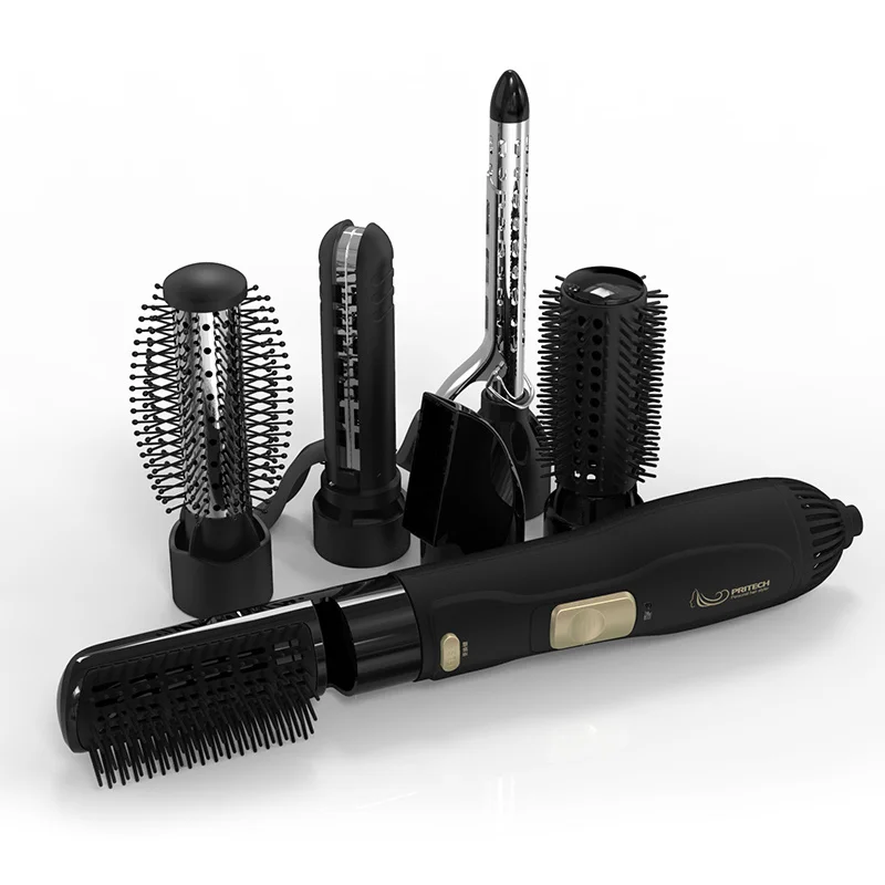 Многофункциональный Krullende haarkam Fohn kam blazen Houten kam aan de zijkant Fohn geintegreerd secadoras para cabello