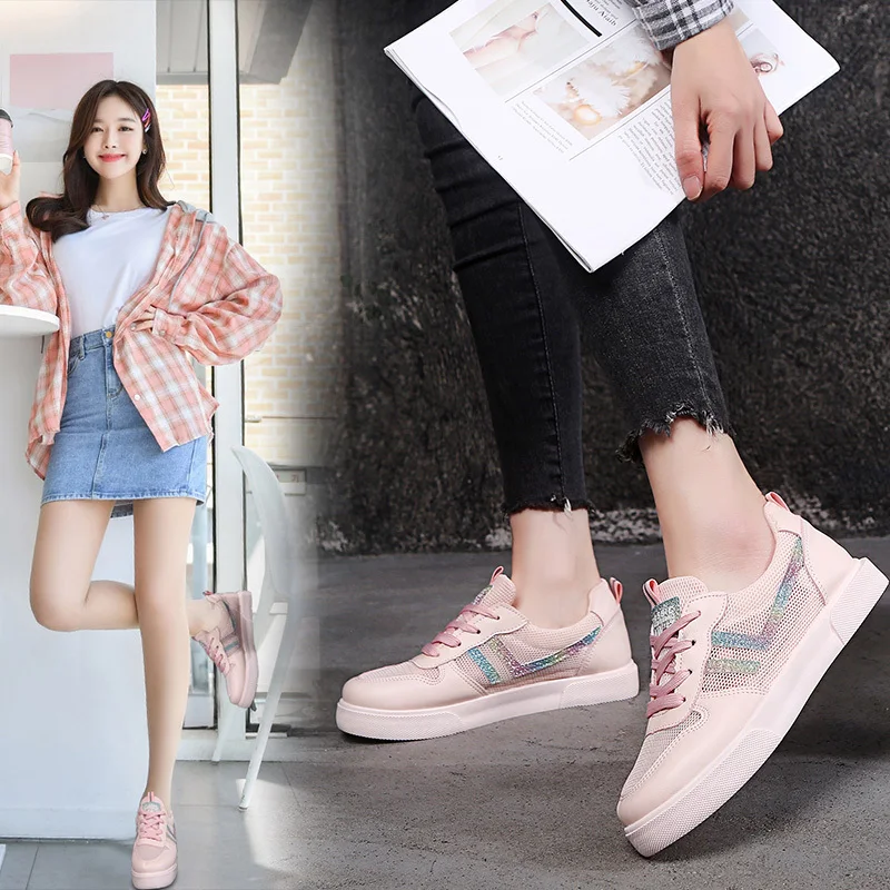 Женские кроссовки ручной работы однотонные на плоской подошве с круглым носком