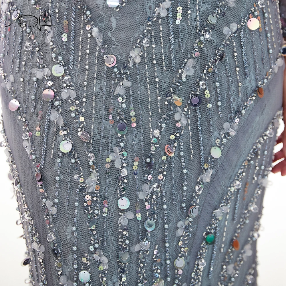ADLN Robe De Soiree Русалка вечернее платье с длинными рукавами вечерние элегантные vestido de festa тонкое вышитое бисером длинное кружевное платье для выпускного вечера
