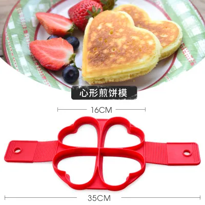 4-hole heart type 1 шт. идеальные блинчики, силиконовые формы для блинов для детей, мини, легко блинница, антипригарное сердце, яйцо, кольцо, чайник, кухонные инструменты - Цвет: 4-hole heart type