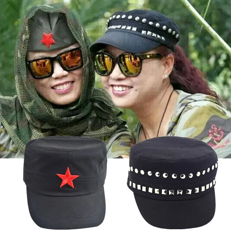 3D Красная звезда Вышивка Bone Военное Дело Кепки черный Армейский зеленый с