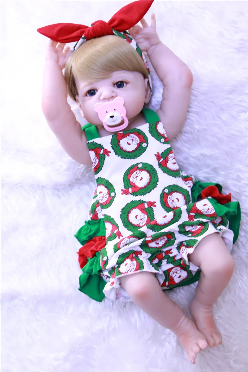 

Girl doll reborn baby toys 22"55cm full silicone reborn dolls for child xmas gift birthday prosent boneca reborn silicone comple