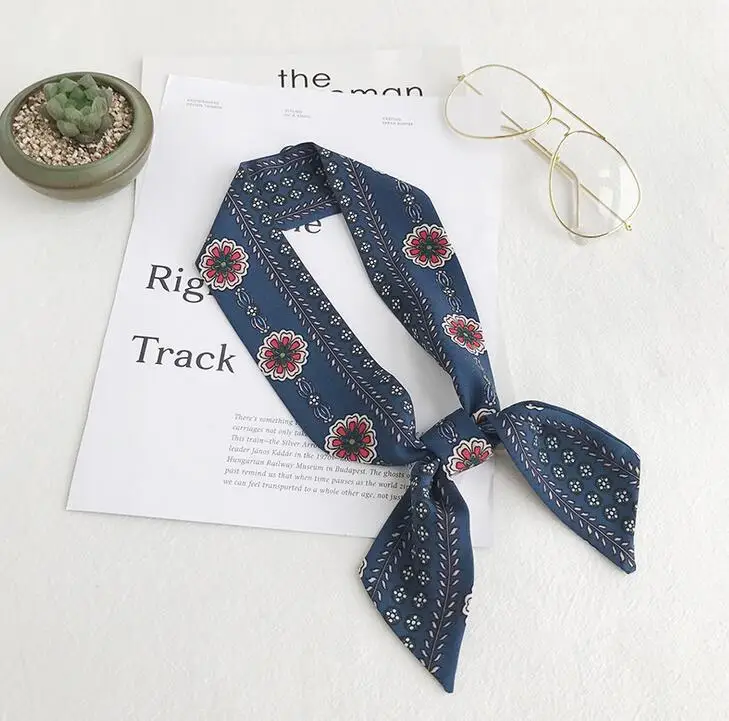 yishine New Women Small Silk Scarf Letter Plaid Striped Prints Headwear Handle Bag Ribbon Brand Scarves Fashion Decorative |