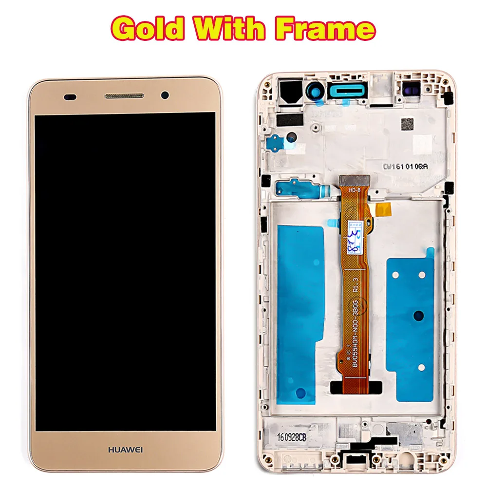 Gold with Frame Huawei Y6II Y6 II 5,5 дюймов ЖК-дисплей Дисплей CAM-L23 CAM-L03 CAM-L21 CAM-AL00 кодирующий преобразователь сенсорного экрана в сборе рамка с бесплатными инструментами - Цвет: Gold with Frame