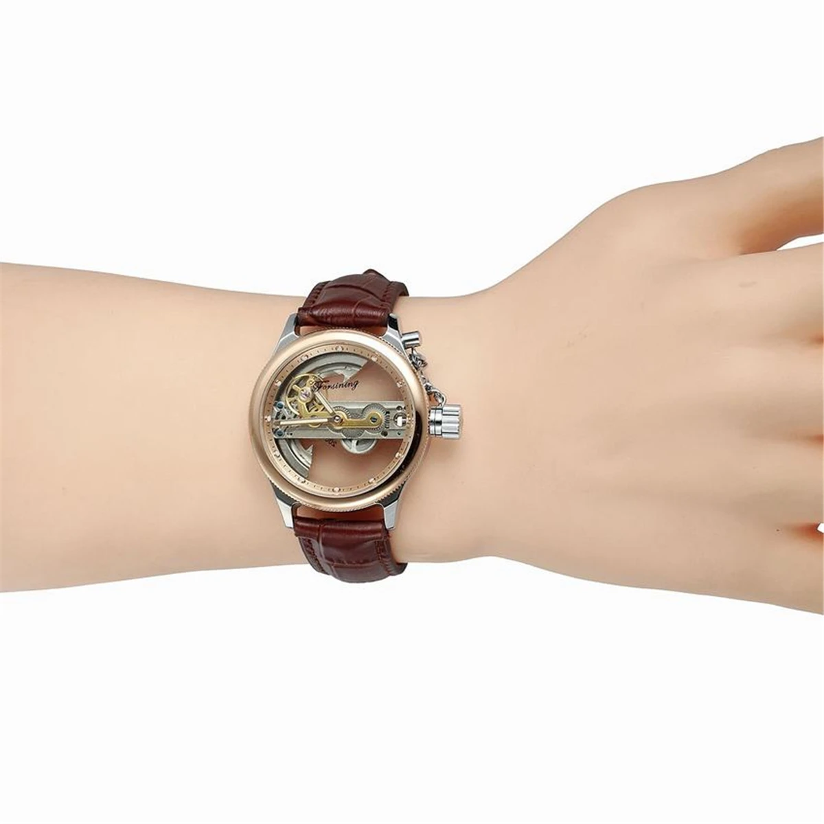 Часы FORSINING автоматические механические с кожаным ремешком повседневные