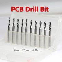 huhao 10pcs 2 1mm to 3 0mm pcb print circuit board drill bits hole micro carbide micro cnc pcb dremel milling wood