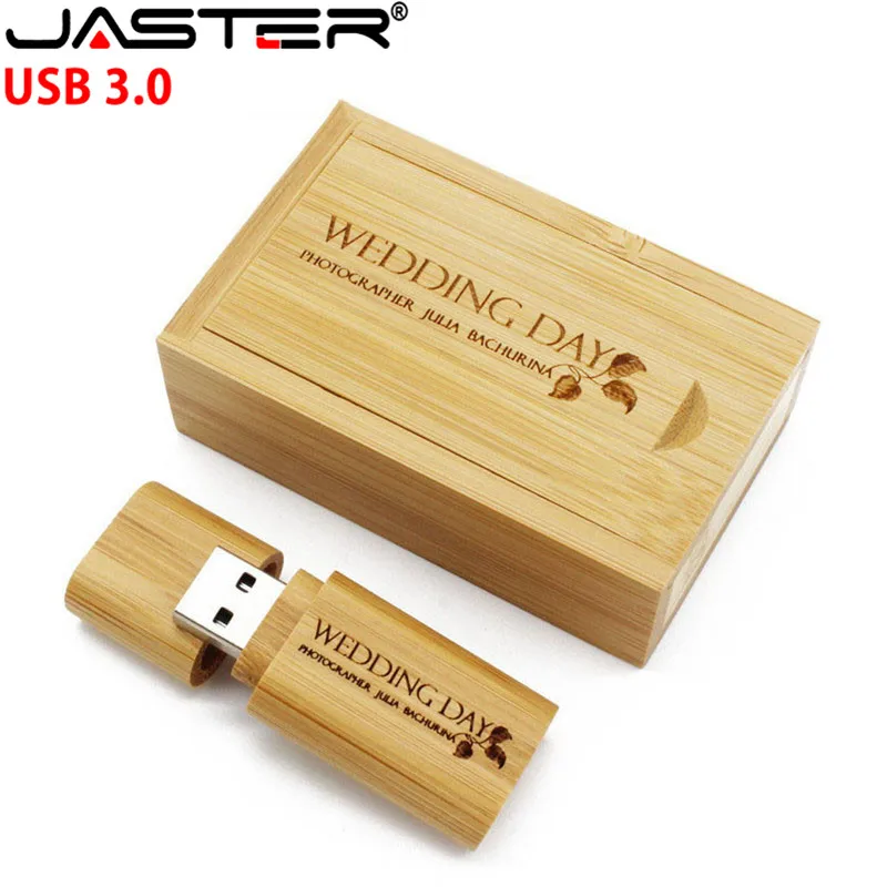 JASTER USB 3,0 заказной логотип лазерная гравировка деревянный USB флэш-накопитель карта памяти+ коробка флешки 4 ГБ/64 ГБ свадебные подарки