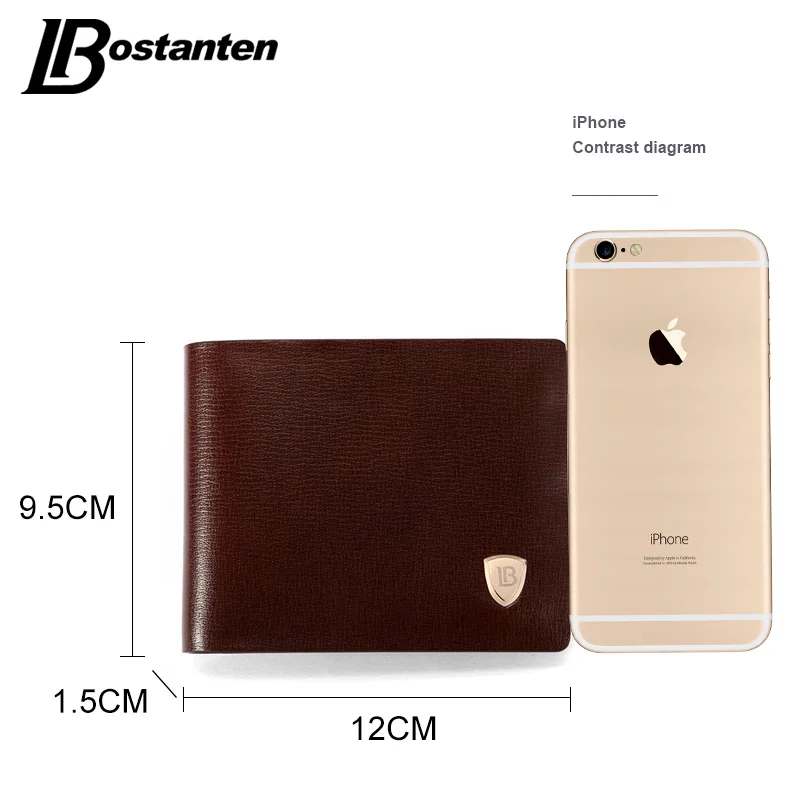 Bostanten Новый Для мужчин короткие Бумажники чёрный коричневый кошелек двойного