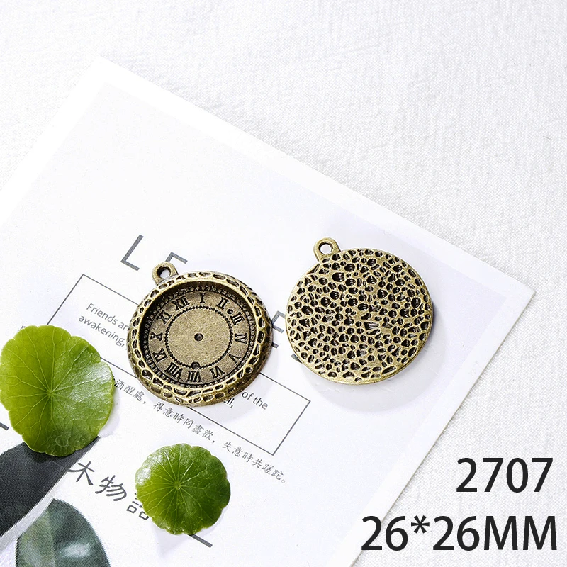 

26*26mm 3pcs Clock Alloy Pendant For Diy Jewelry Making 2 Colors Antique Silver Antique Bronze No.2707