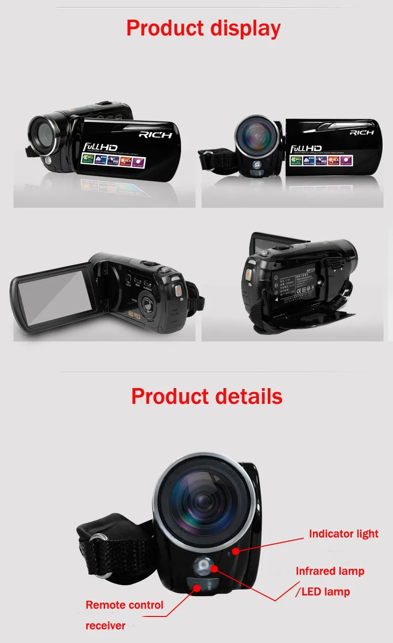Портативная Инфракрасная видеокамера 1080P HD 16x Zoom 3 0 ''TFT LCD Цифровая DV DVR
