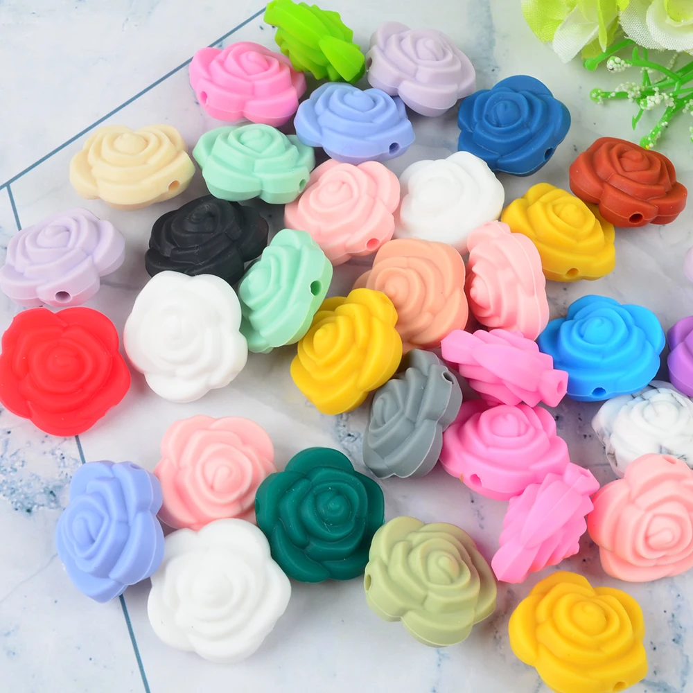 LOFCA 10 шт. силиконовые бусины роза пищевой силиконовый продукт для детей