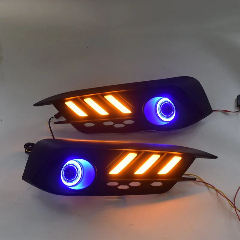 QINYI COB Ангел глаз + светодиодный Противотуманные фары светильник DRL светодиодные