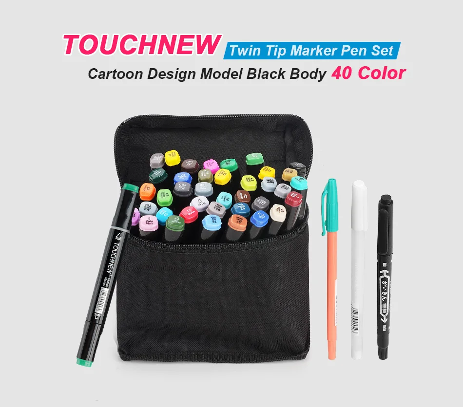 Touchnew 30/40/60/80 цветные спиртовые маркеры искусство рисования манга Двойные наконечники маркер для белой доски из двух вещей черно-боди-арт поставщик+ подарок