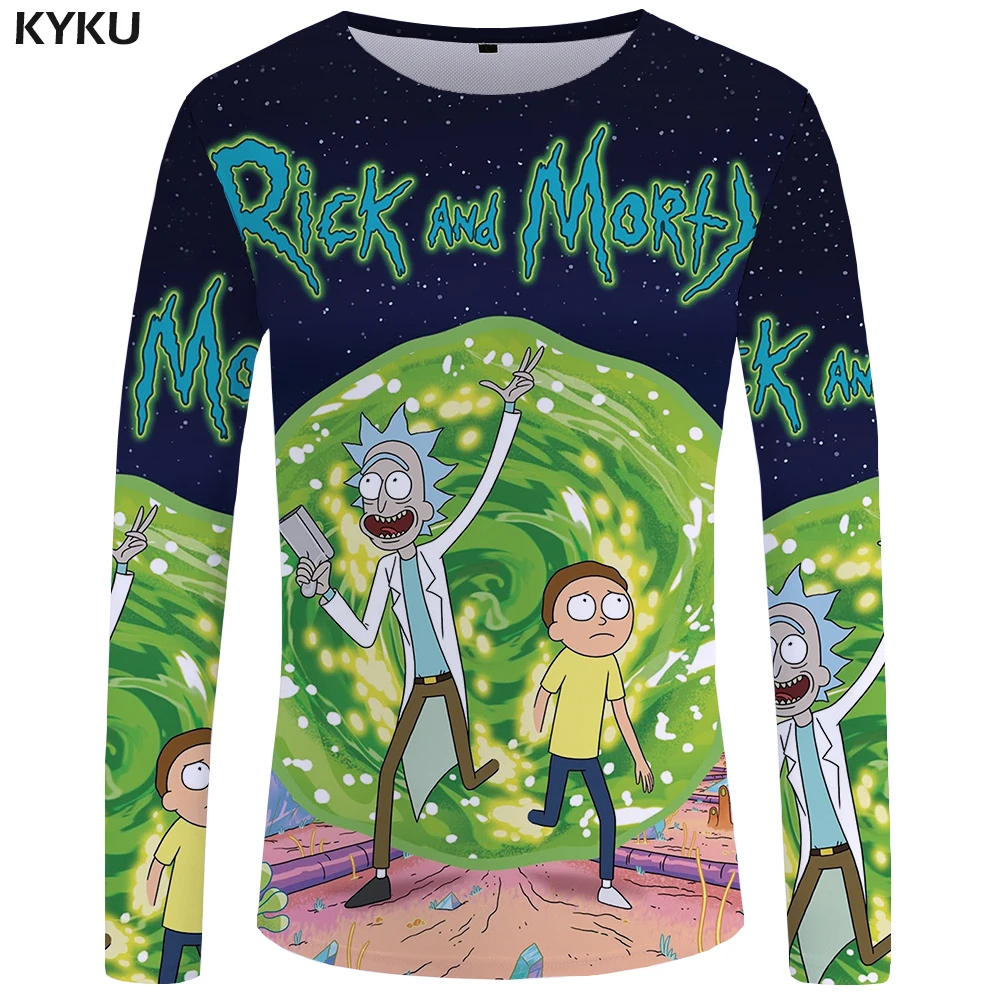Футболка с длинным рукавом KYKU черная футболка Луной и принтом|brand tshirt women|tshirt brand