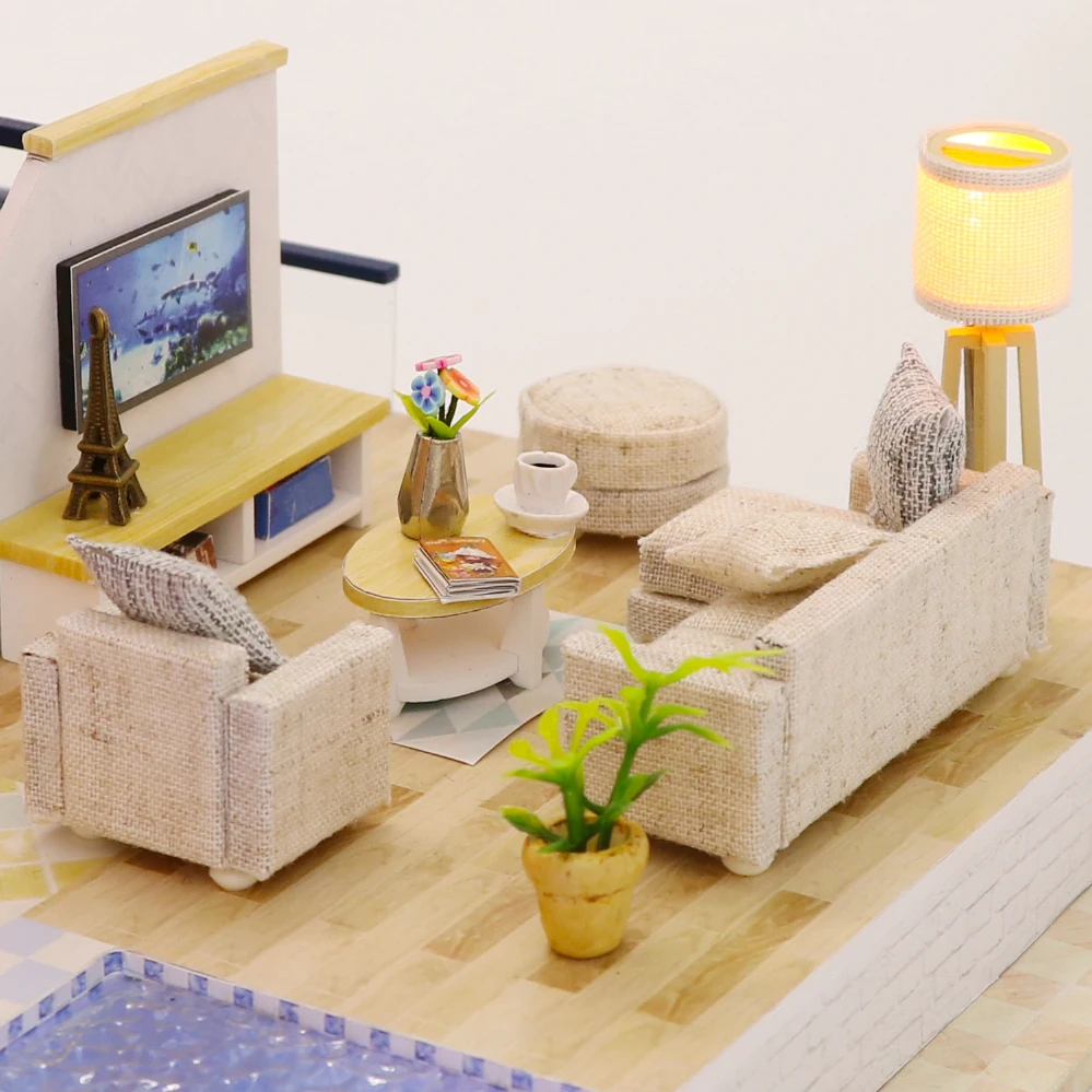 Кукольный дом деревянная мебель Diy миниатюрный дом собрать 3D Miniaturas кукольный домик головоломки наборы игрушки для детей подарок на день рождения