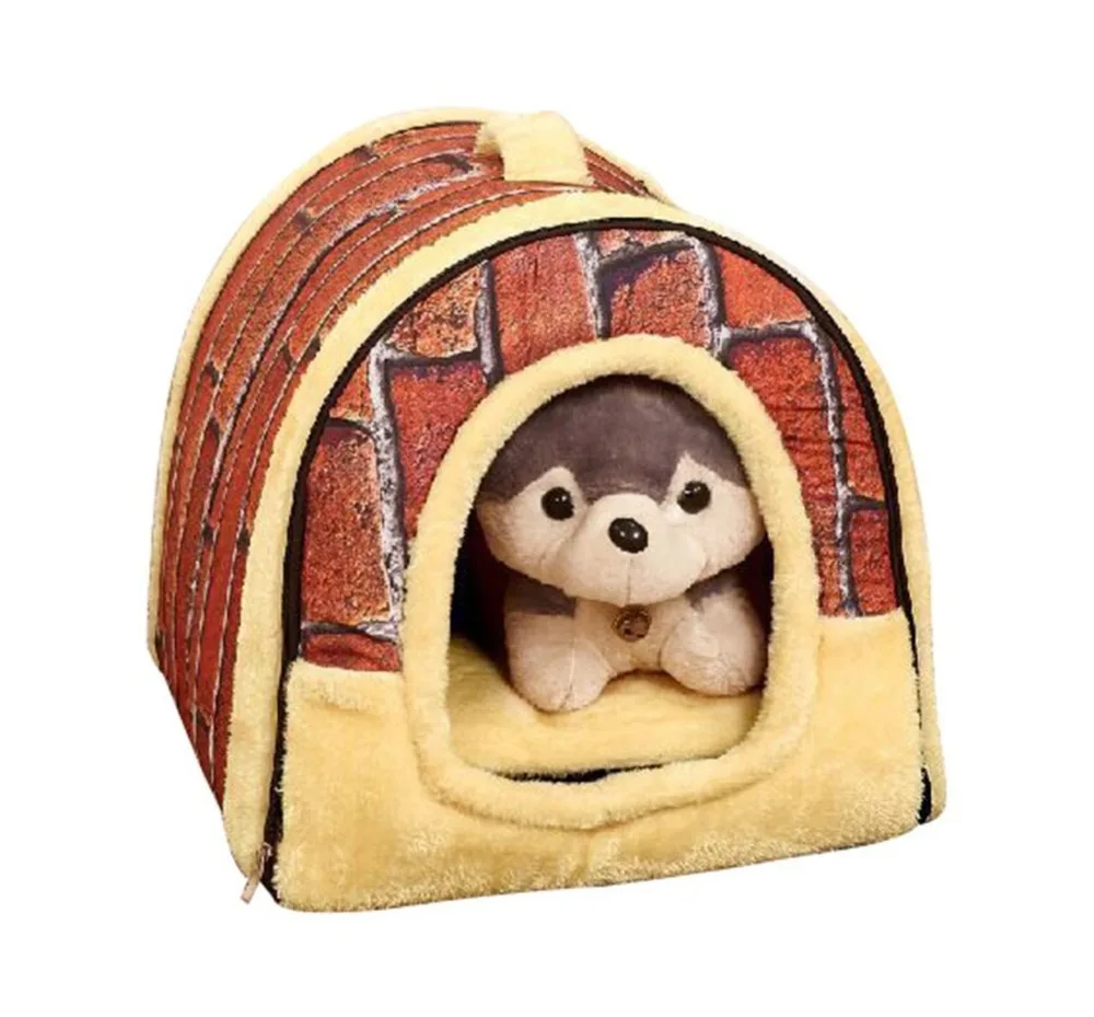 Портативный мягкий двусторонний домик для домашних животных плюшевая кровать