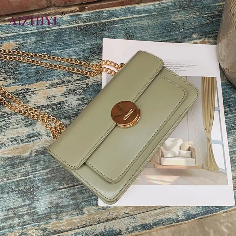 

Ladies Elegant Fashion Casual Solid Color Shoulder Messenger Handbags PU Leather Women Wide Chain Crossbody Bags Bolsa Feminina