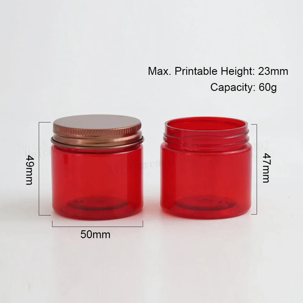 24 x путешествия 60 г красный ПЭТ Крем Косметические Контейнеры банка 60cc 2oz Пустой
