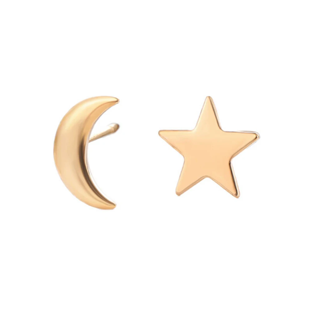 

Fine Lovely Stainless Steel Star Moon Stud Earrings for Women Korean Minimalist Earrings Jewelry Accessories
