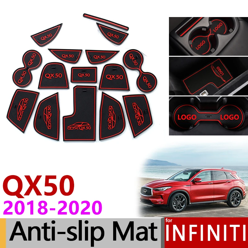 Нескользящие резиновые коврики для ворот чашки Infiniti QX50 2018 2019 ii mk2 P71A аксессуары