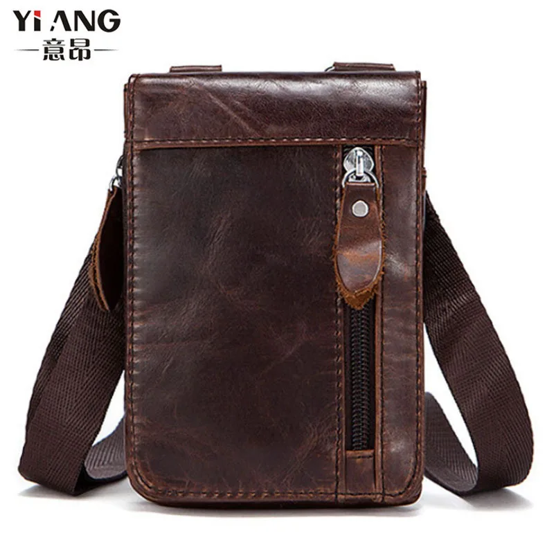 Для мужчин сначала Слои коровьей натуральной кожи моды Crossbody Сумка пояс поясная