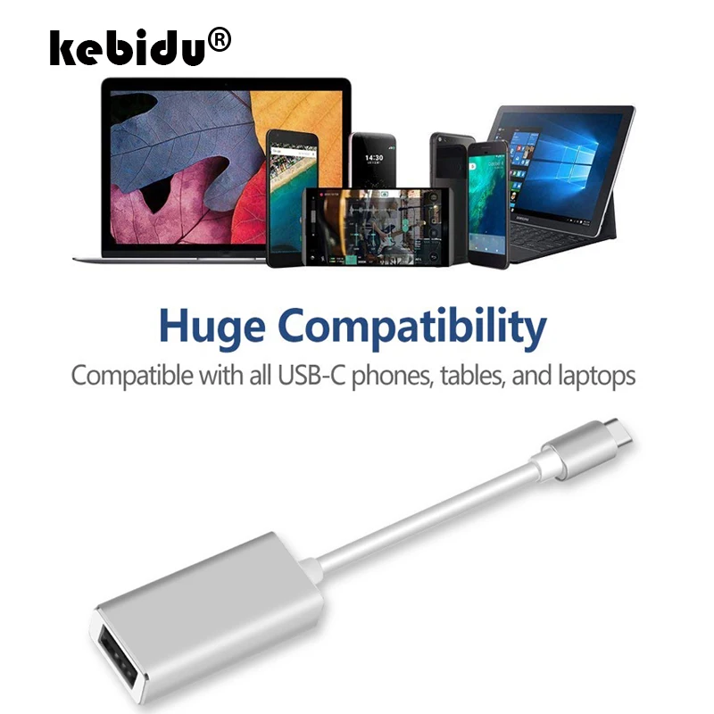 Адаптер kebidu 1080P USB C в DisplayPort 3 1 Type DP адаптер конвертер Поддержка 4K UHD для ChromeBook Macbook