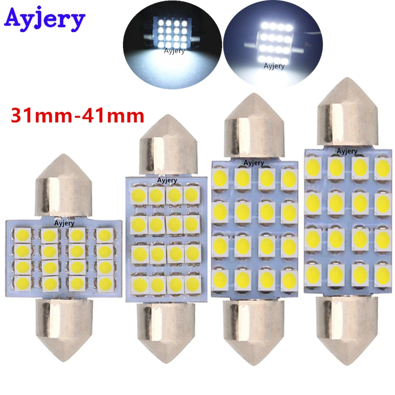 AYJERY 30 шт. C5W 31 мм 36 мм/39 мм/41 3528 1210 16 SMD Festoon Dome светодиодный светильник лампы для