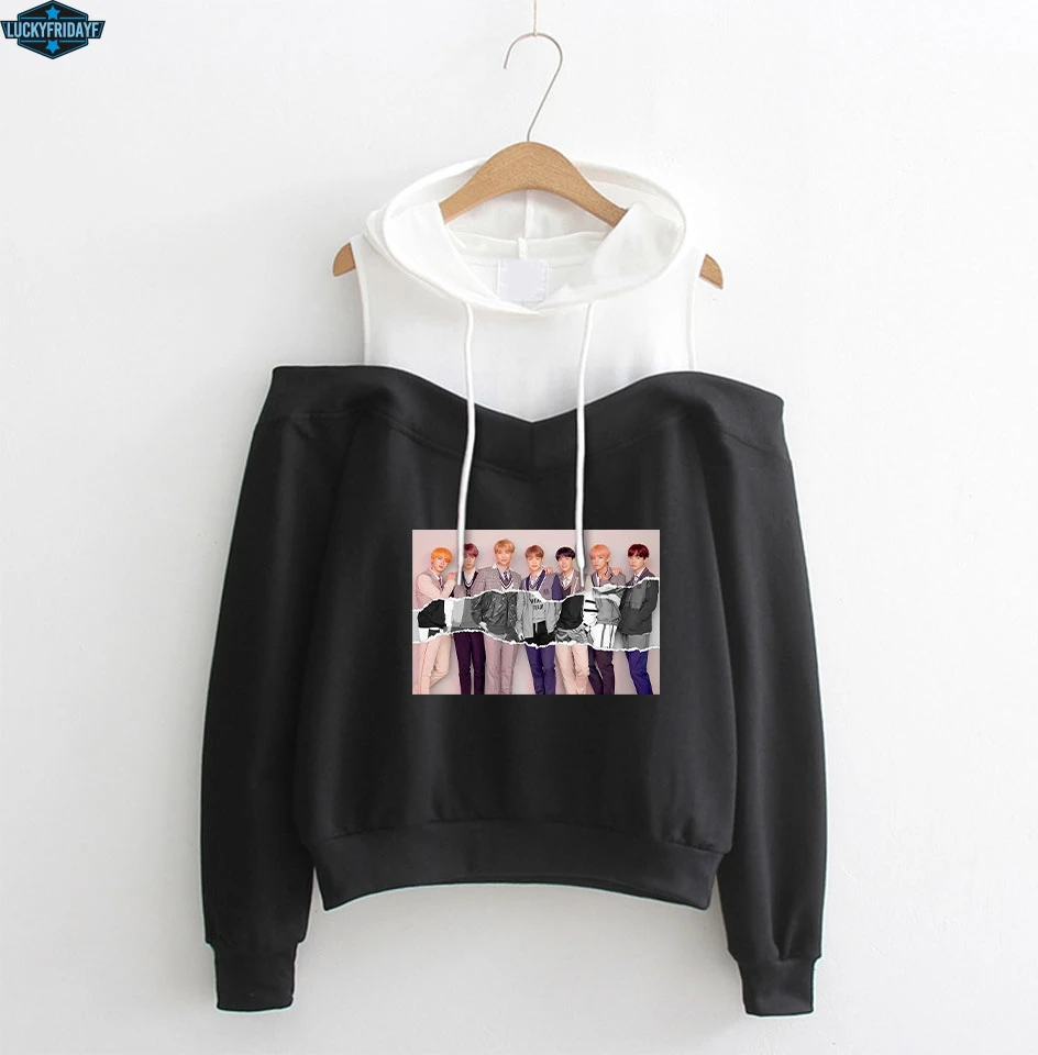 AR Love Yourself Dew Shoulder толстовка с капюшоном 2018 K-pop эксклюзивные маленькие сексуальные