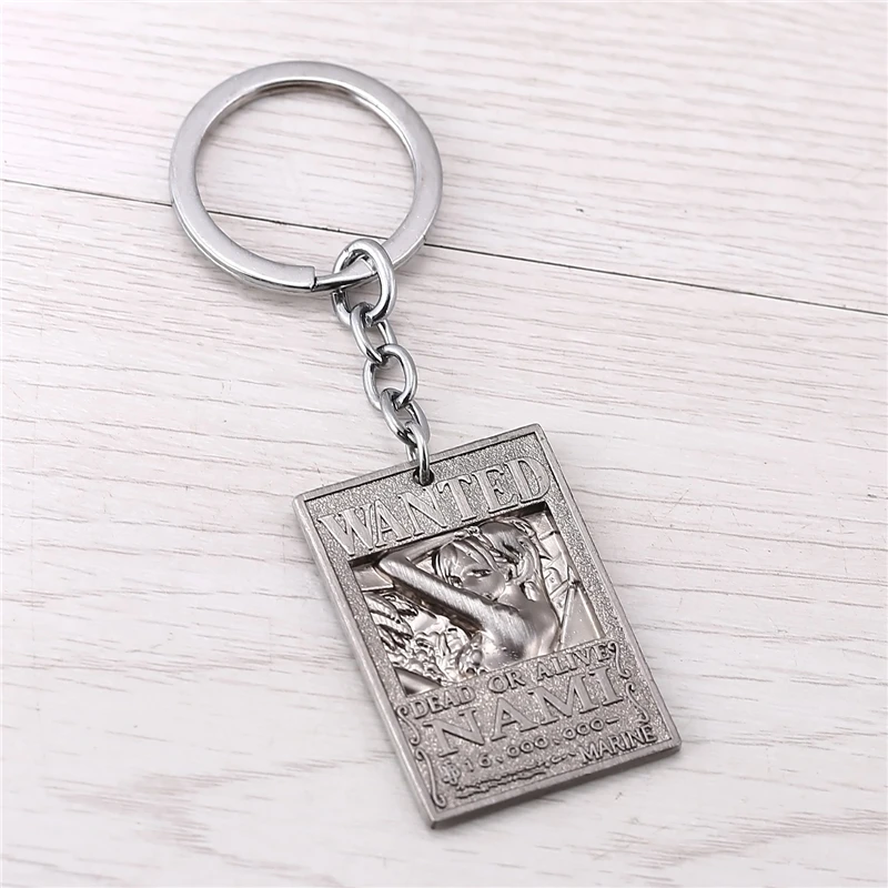 J Store New Arrival Anime Souvenir One Piece Nami Wanted Warrant Keychains For Fans Alloy Square Cosplay Jewelry | Украшения и