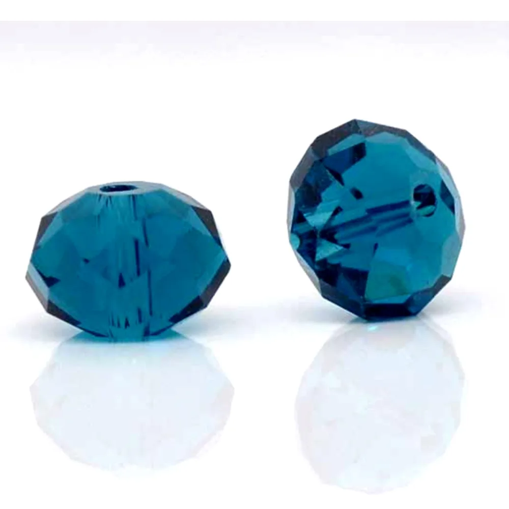 Стеклянные бусины DoreenBeads плоские круглые павлиновые синие граненые прозрачные
