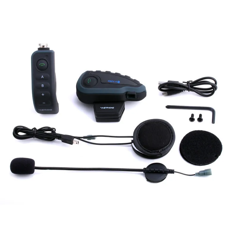 

1Pc V8 1200M Helmet Intercom BT Interphone+Remote Controller FM NFC 5Riders Bluetooth Motorcycle Intercom Intercomunicador Motos