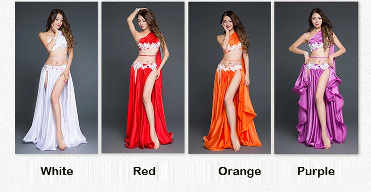 Новое Прибытие Танец Живота Длинная Юбка Набор Sexy Dancer Практика Костюм Набор Фиолетовый Белый Красный