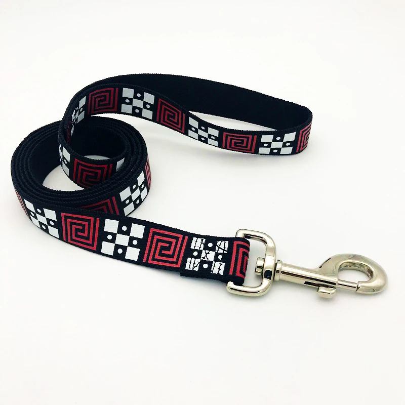 Black Leash Китайский стиль узор собачий поводок набор нейлоновый поводок и ошейник золотой немецкая овчарка питбуль бульдог Correa Perro HY119 S/L - Цвет: Black Leash